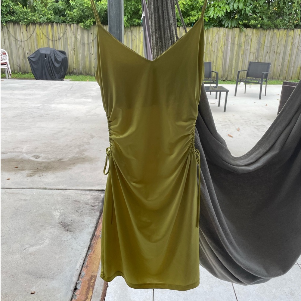neon yellow body con dress